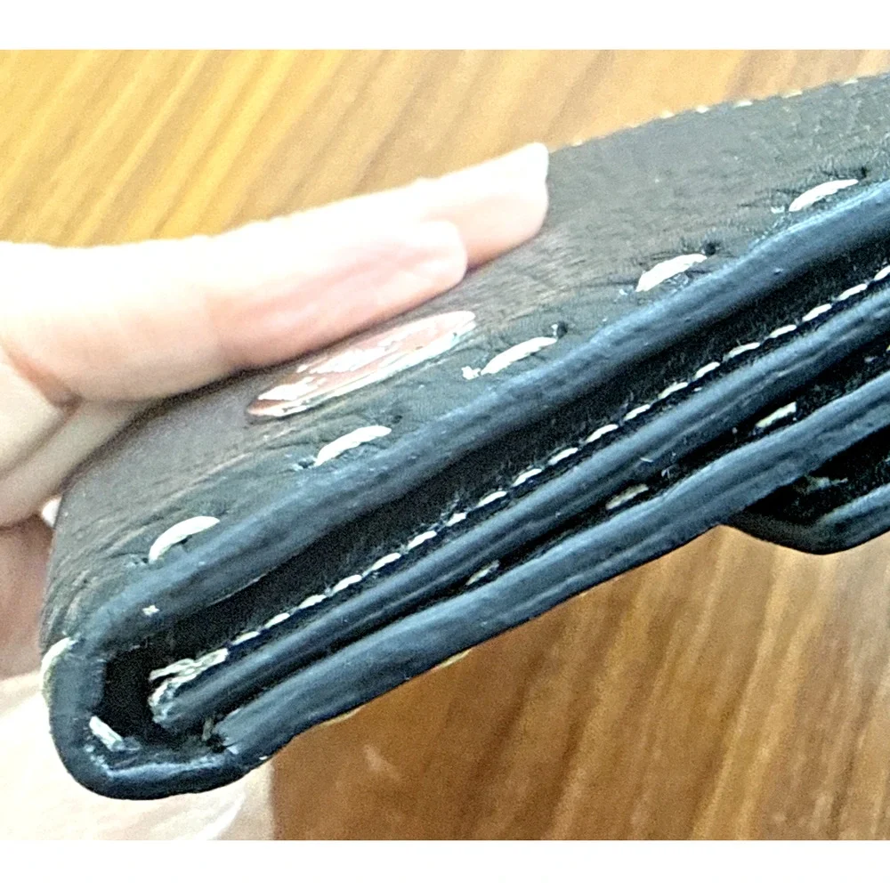 Fendi Selleria Leather Long Wallet - Black With Tan Thread - Great Condition! ￼